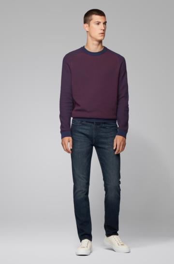 Sweter BOSS Two Tone Structured Jacquard Fioletowe Męskie (Pl28983)